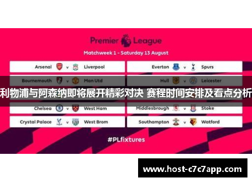 利物浦与阿森纳即将展开精彩对决 赛程时间安排及看点分析