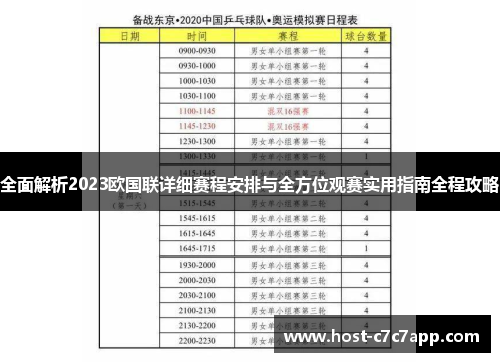 全面解析2023欧国联详细赛程安排与全方位观赛实用指南全程攻略 全面解析2023欧国联详细赛程安排与全方位观赛实用指南全程攻略