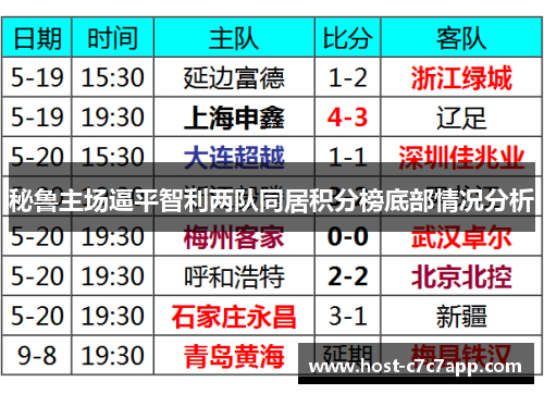 秘鲁主场逼平智利两队同居积分榜底部情况分析