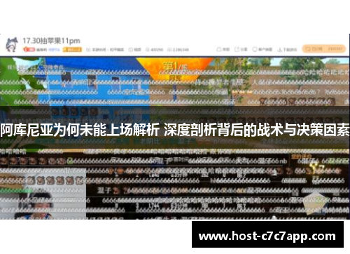 阿库尼亚为何未能上场解析 深度剖析背后的战术与决策因素